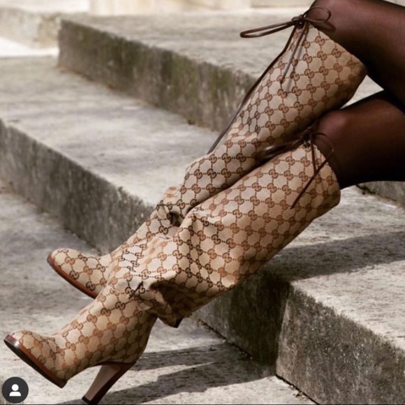Gucci Shoes - Gucci Lisa Supreme GG Monogram Mid-heel Knee Boots